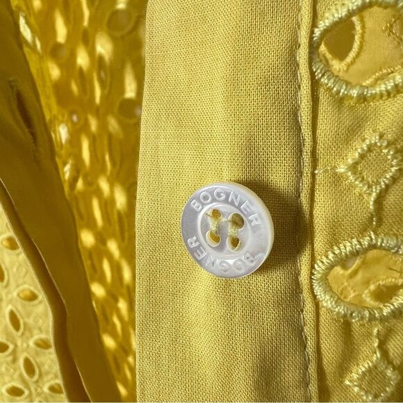 Bogner Women’s Size 12 Eyelet Yellow Button Front Jacket Three Quarter Sleeve - Picture 6 of 11